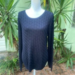 Black Shimmer Cable nit Sweater